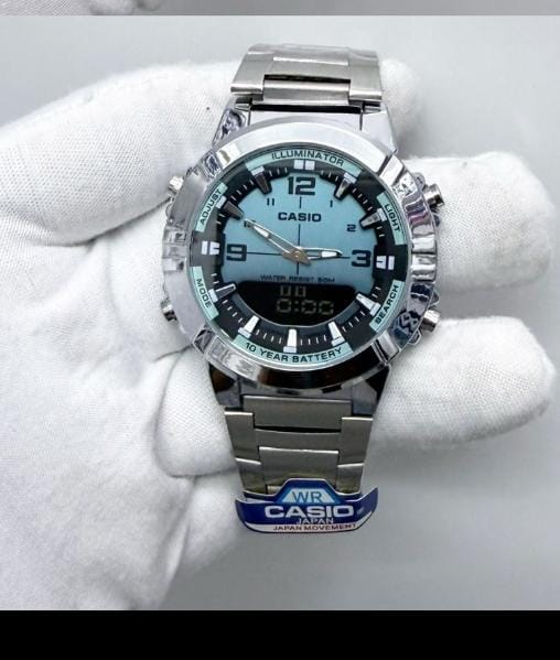 Casio AMW-870DA Luxury Green Dial Watch – Analog Digital Dual Time | 10-Year Battery | 50M Water Resistant