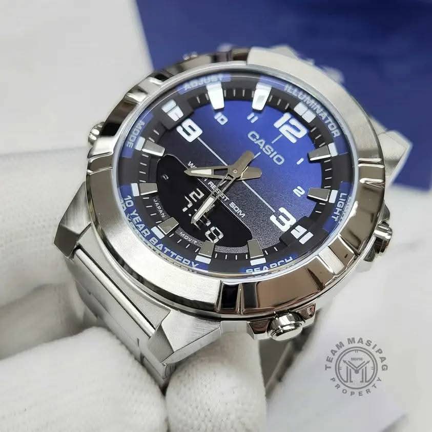 Casio AMW-870DA Luxury Green Dial Watch – Analog Digital Dual Time | 10-Year Battery | 50M Water Resistant