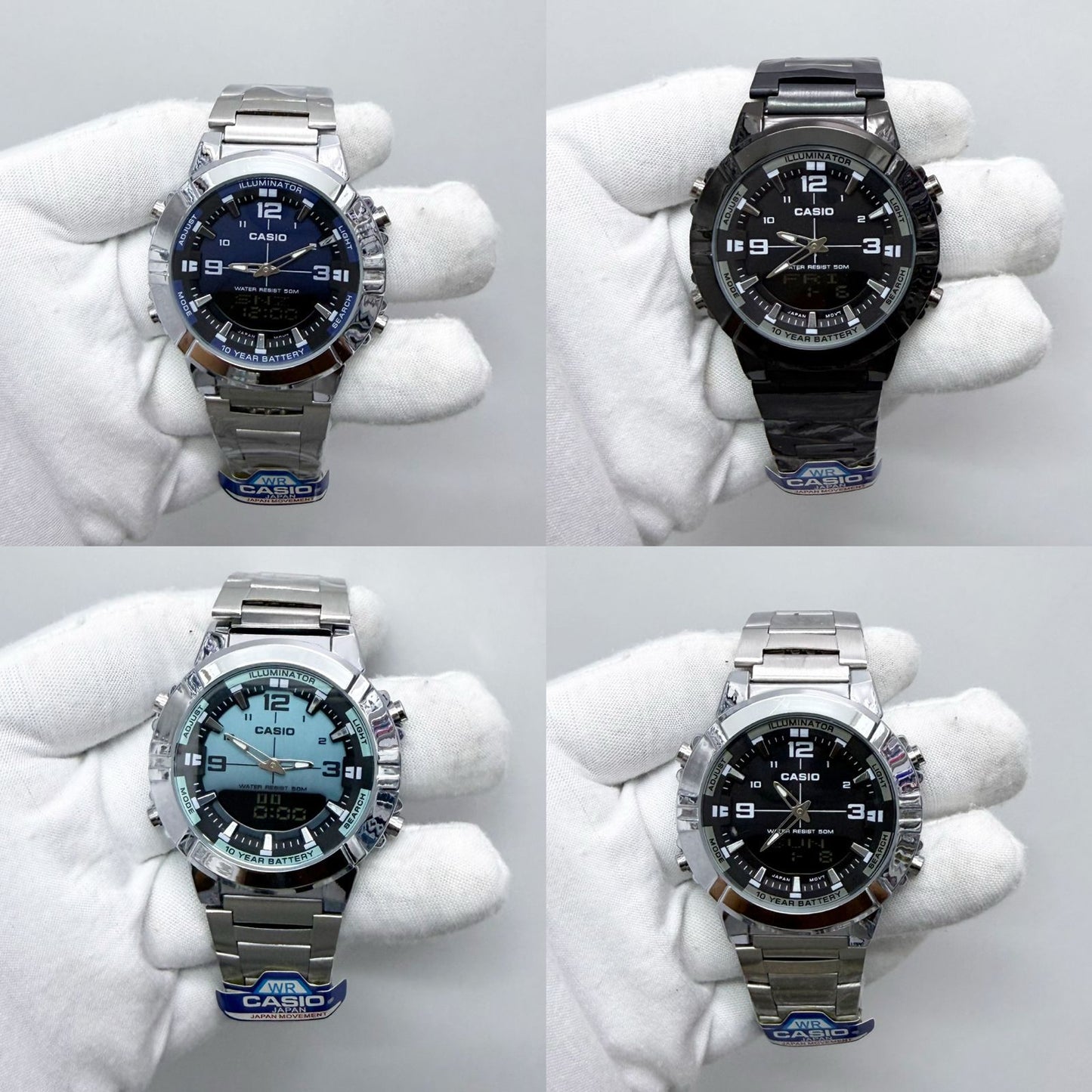 Casio AMW-870DA Luxury Green Dial Watch – Analog Digital Dual Time | 10-Year Battery | 50M Water Resistant