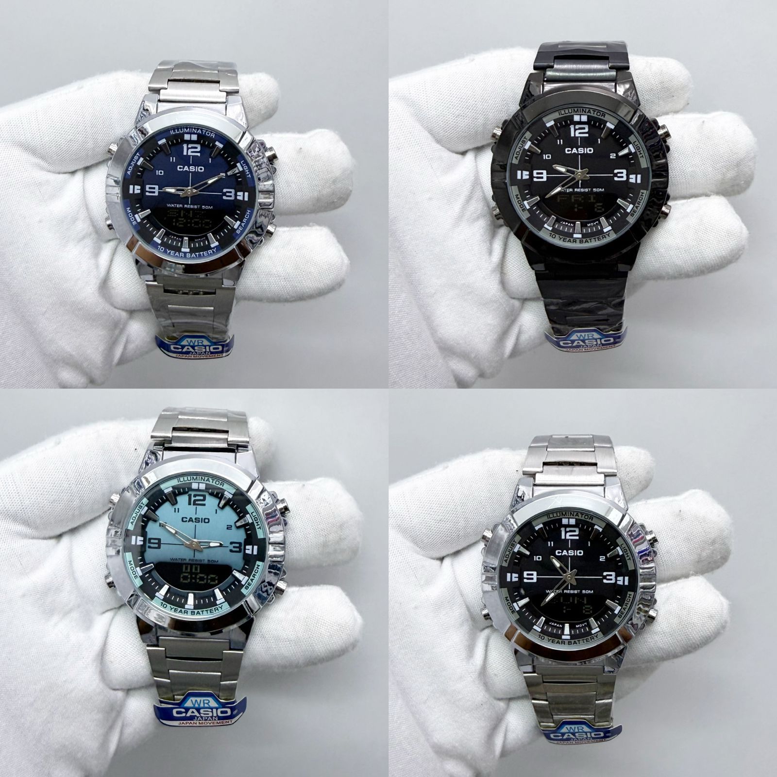 Casio AMW-870DA Luxury Green Dial Watch – Analog Digital Dual Time | 10-Year Battery | 50M Water Resistant