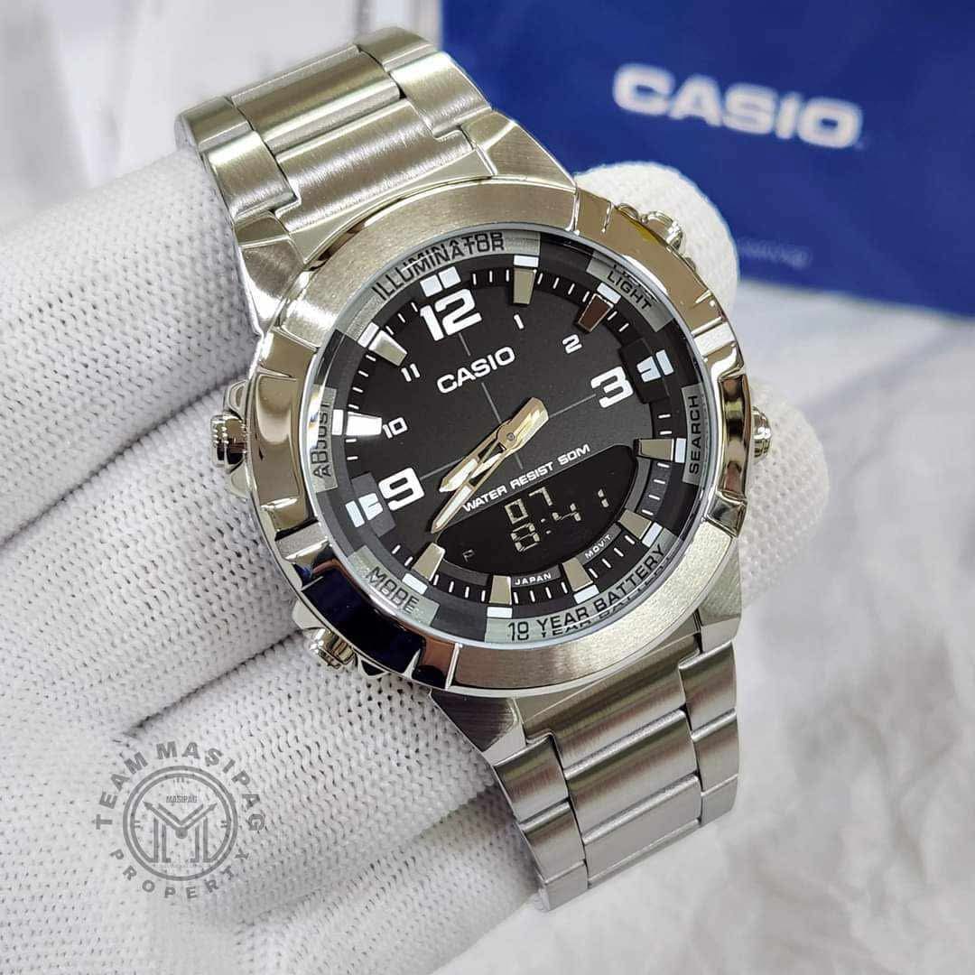 Casio AMW-870DA Luxury Green Dial Watch – Analog Digital Dual Time | 10-Year Battery | 50M Water Resistant